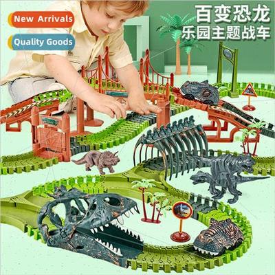Jurassic dinosaur track car 3022 speed run DIY assembling co