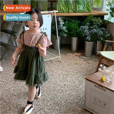 Korea girls set 2023 summer new children lace lace halter ha