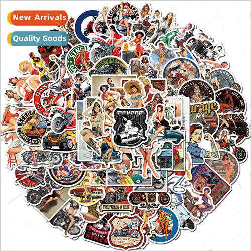 100 Motorcycle Retro Girl Graffiti Stickers Cell Phone Case