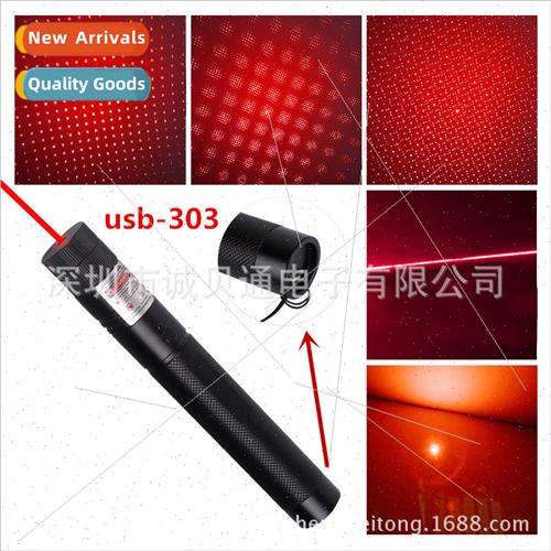 Usb rechargeable  303 high-power red laser flashlight whip i