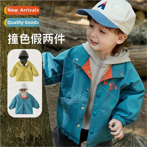 2024 spring new childrens windbreaker boys baby color collis