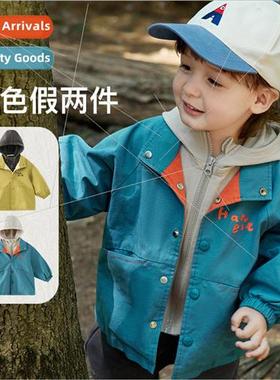 2024 spring new childrens windbreaker boys baby color collis
