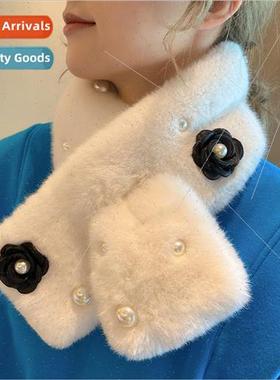 Soft fur plaid scarf Korean labeling Japanese fall and winte