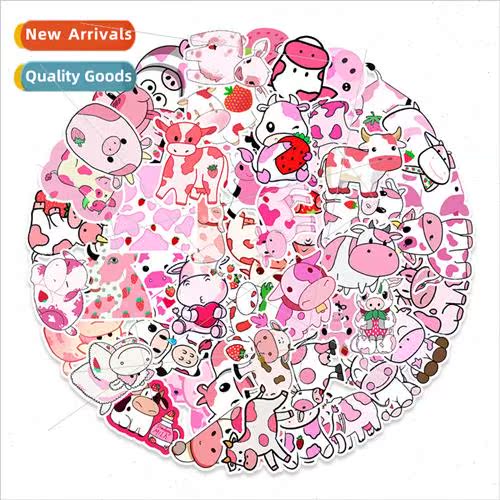 50 Strawberry Cow Doodle Stickers Notebook Handbook Hand Doi