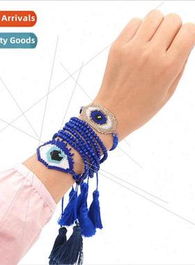 Rice Beads Braided Eye Bracelet Women Personalized Ethnic St