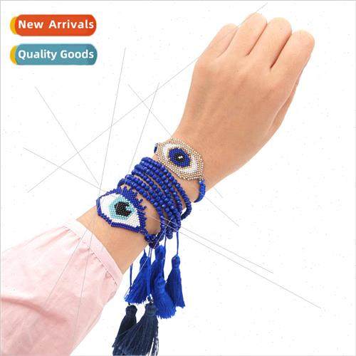 Rice Beads Braided Eye Bracelet Women Personalized Ethnic St