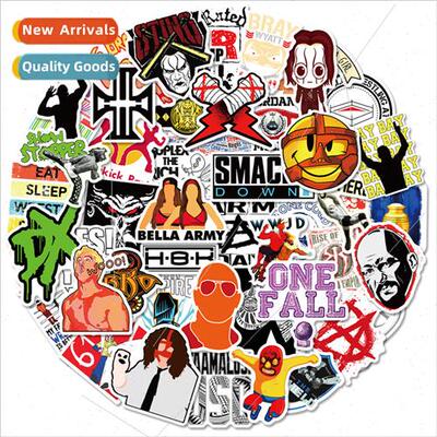 50 Text Stickers WWE Stickers American Wrestling Trolley Sti