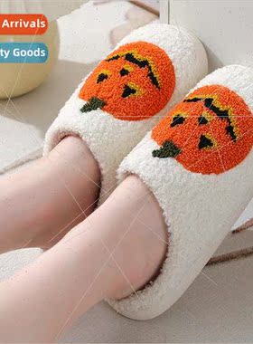2023 new Halloween pumpkin cartoon warm winter cotton slippe