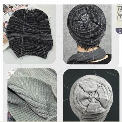 Two Color Thousand Layer Pleated Hat Warm Pullover Stacked H
