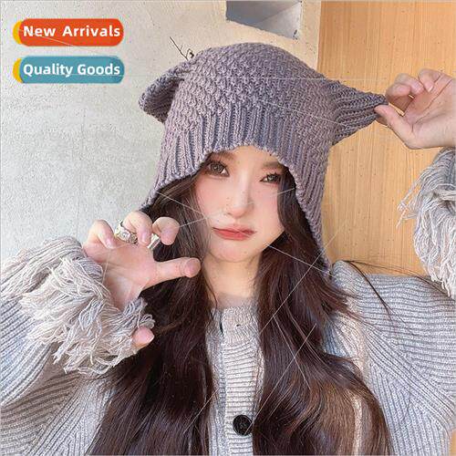 Personalized sheep ears knitted hat female cute ear protecti