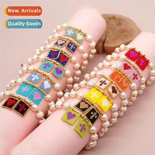color solid beads weaving cross Bohemian heart trend