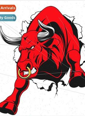 Colorful Printing Car Stickers Raging Cow Car Stickers Refle
