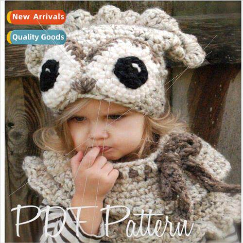 Hand Knit Kids Photography Costume Cartoon Big Eyes Shawl Ha