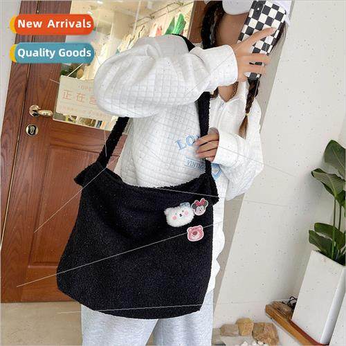 Large capacity lamb wool wool bag 2022 winter new Korean lad