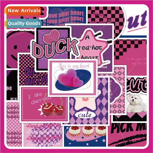 60 pink and purple ins wind English cartoon stickers diy lap