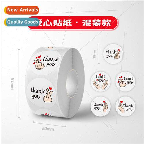 Thank You Stickers Stickers Colorful Love Round White Seal S