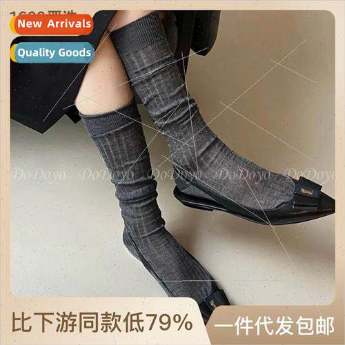 Gray socks women summer girls ultra-thin calf socks women ve