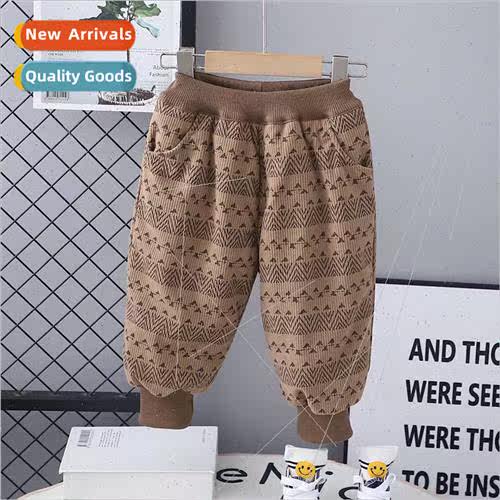 Childrens pants baby casual pants winter double thickened co