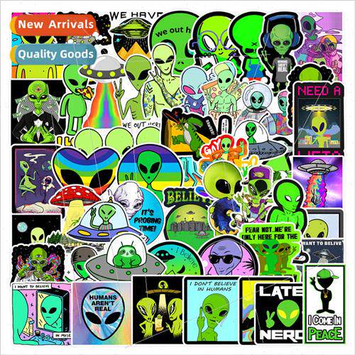 50 Alien Cartoon Stickers Computer Laptop Mug Decorative Sti