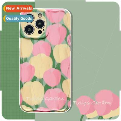 Korean  ins oil painting tulips 适用 Apple 13/14ProMax phone