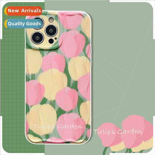 Korean  ins oil painting tulips 适用 Apple 13/14ProMax phone