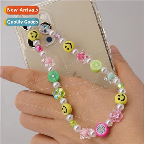 Ethnic wind cell phone lanyard acrylic yellow phantom pentag