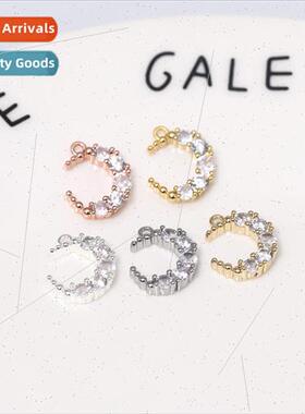 18K color preservation set zirconia single hole moon pendant