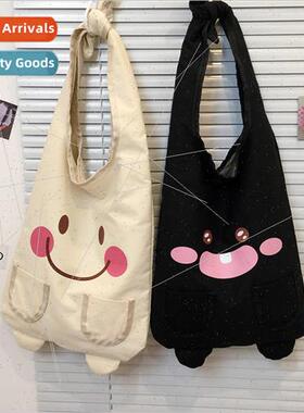 Cute smiley girl canvas bag female 2022 new Japanese cartoon