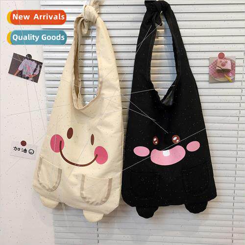Cute smiley girl canvas bag female 2022 new Japanese cartoon