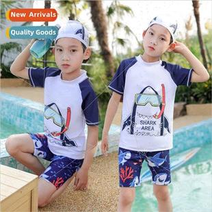 Swimsuit Split Children Short Swimsu Boys Sleeve Summer