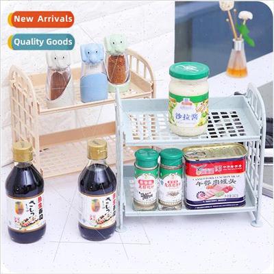 Double Plastic Organizer Kitchen Small Shelf Desktop Storage