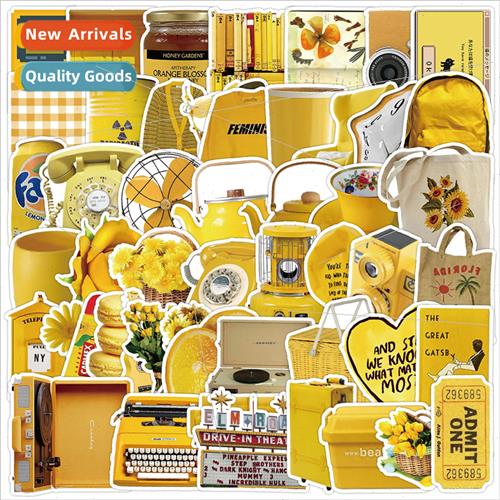 50 yellow home small objects graffiti stickers cups refriger