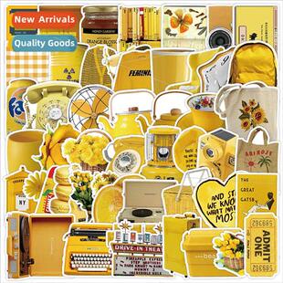 50 yellow home small objects graffiti stickers cups refriger