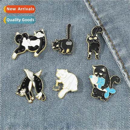 Cartoon creative personality cat brooch cute lazy kitten met