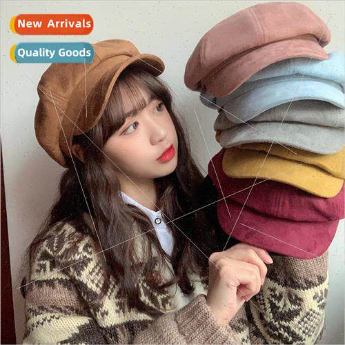 Hat female winter Korea wild duck tongue octagonal cap beret