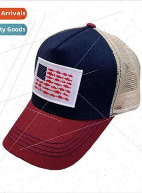 2021 new spring and summer couples American flag net cap fas