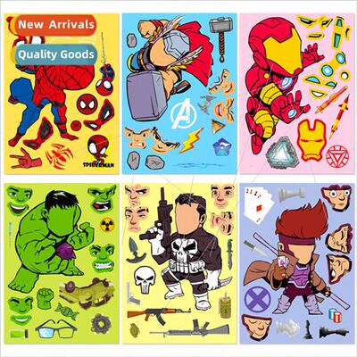 6/pack hero puzzle face swap stickers cartoon characters gam