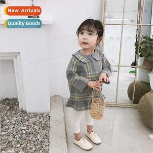 childrens dress spring baby monkey new plaid wooden
