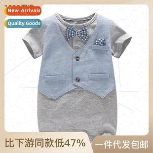 thin section sleeved onesie pajam short summer boy Baby baby