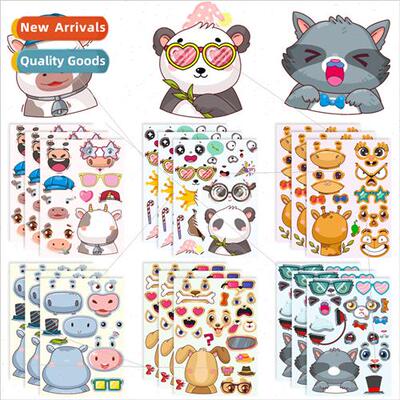 6pcs/pack children fun puzzle sticker puzzle DIYMake a face