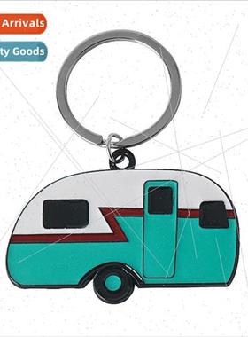Small car keychain cute cartoon camper van model metal penda