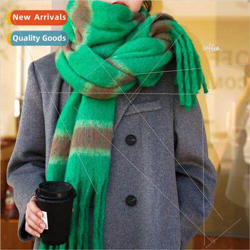 Autumn and winter scarf female collision color striped tasse