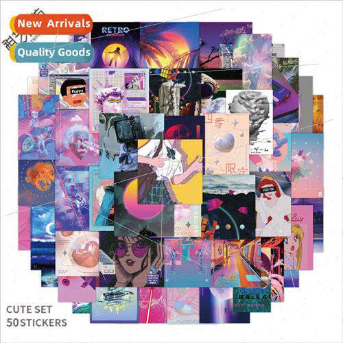 53 cute girl  steam wave handbook stickers notebook luggage
