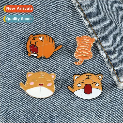 Cute cartoon tiger metal badge creative student bag clothing