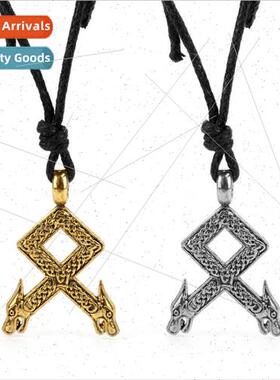 Nordic Viking Double Dragon Head Necklace Vintage Celtic Kno