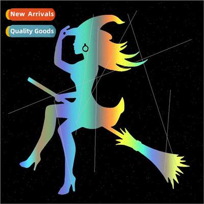 Car stickers Halloween witch riding a broomstick window glas