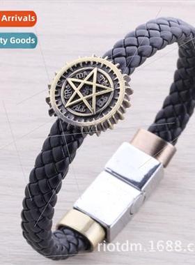 Anime black deacon bracelet punk  alloy magnetic clasp head