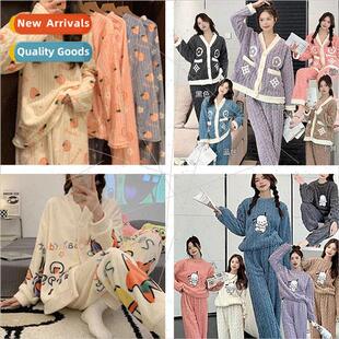 coral velvet suit Autumn female winter warm padded and