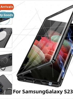 适用 Samsung S23Ultra Phone Case Magneto Glass Metal Magneti