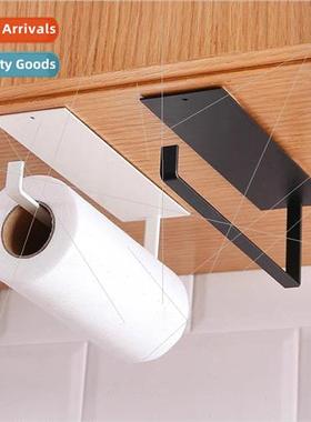 Kitchen iron paper towel holder cabinet hanging shelf rollin